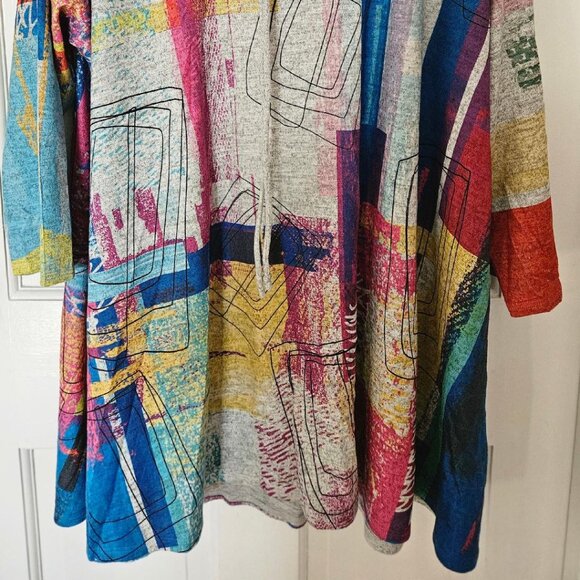 Et' Lois free size dress with cowl neck (USA). Very colorful geometric pattern. - Picture 2 of 8